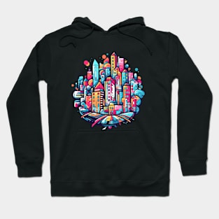 Modern City Urbain Skylines Cityscape Creativity Hoodie